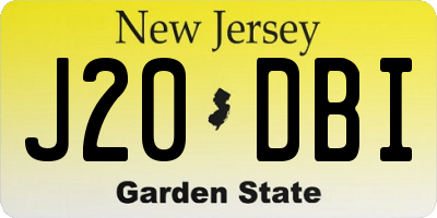 NJ license plate J20DBI