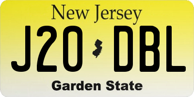 NJ license plate J20DBL