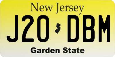 NJ license plate J20DBM
