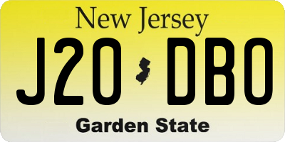 NJ license plate J20DBO