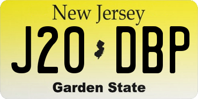 NJ license plate J20DBP
