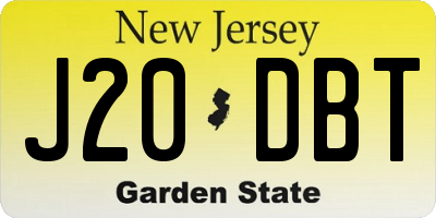 NJ license plate J20DBT