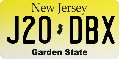 NJ license plate J20DBX
