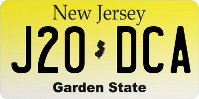 NJ license plate J20DCA