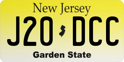 NJ license plate J20DCC
