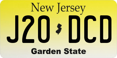 NJ license plate J20DCD