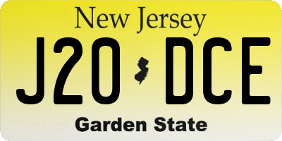 NJ license plate J20DCE