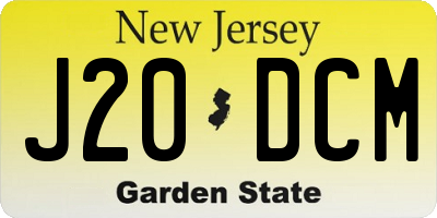 NJ license plate J20DCM