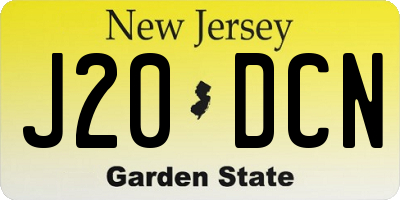 NJ license plate J20DCN