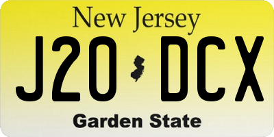 NJ license plate J20DCX