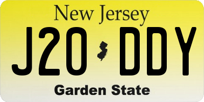 NJ license plate J20DDY