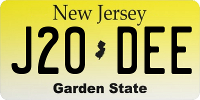 NJ license plate J20DEE