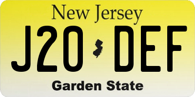 NJ license plate J20DEF