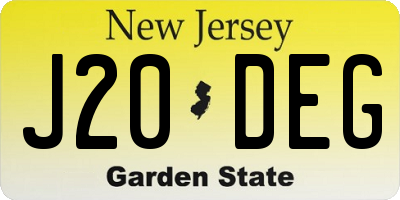 NJ license plate J20DEG