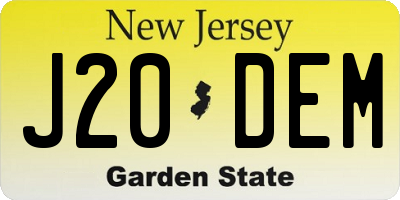 NJ license plate J20DEM
