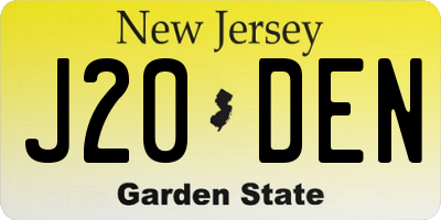 NJ license plate J20DEN