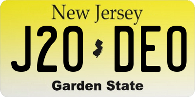 NJ license plate J20DEO