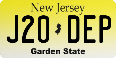 NJ license plate J20DEP