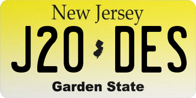 NJ license plate J20DES