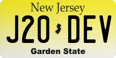 NJ license plate J20DEV