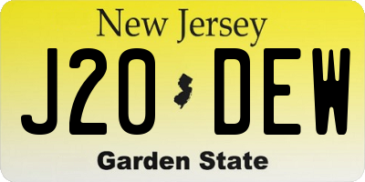 NJ license plate J20DEW