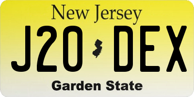 NJ license plate J20DEX