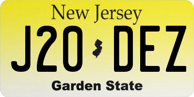 NJ license plate J20DEZ