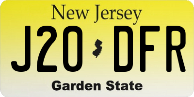 NJ license plate J20DFR