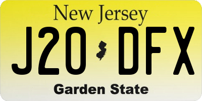 NJ license plate J20DFX