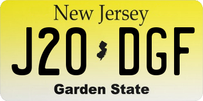 NJ license plate J20DGF