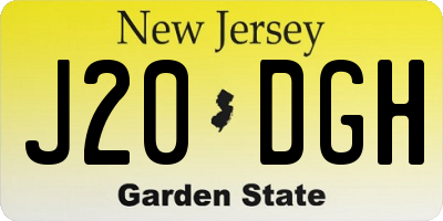 NJ license plate J20DGH