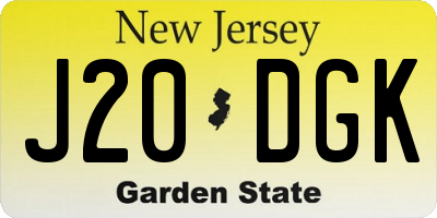 NJ license plate J20DGK
