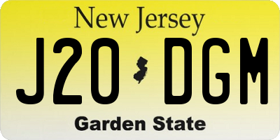 NJ license plate J20DGM