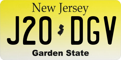 NJ license plate J20DGV