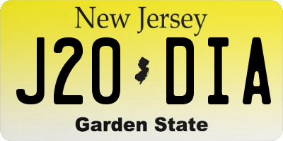 NJ license plate J20DIA