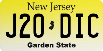 NJ license plate J20DIC