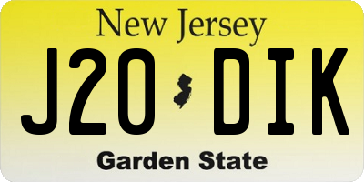 NJ license plate J20DIK