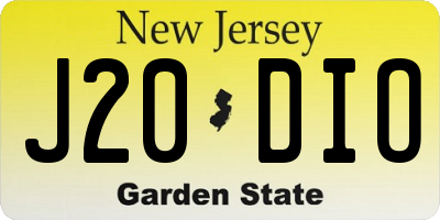 NJ license plate J20DIO