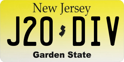 NJ license plate J20DIV
