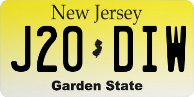 NJ license plate J20DIW