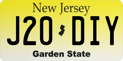 NJ license plate J20DIY