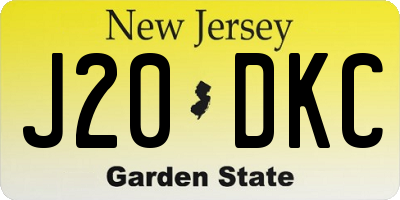 NJ license plate J20DKC