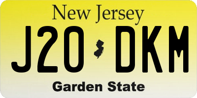 NJ license plate J20DKM