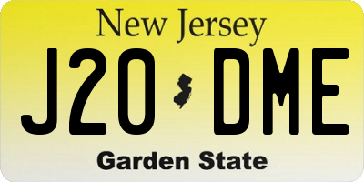NJ license plate J20DME