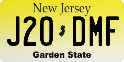 NJ license plate J20DMF