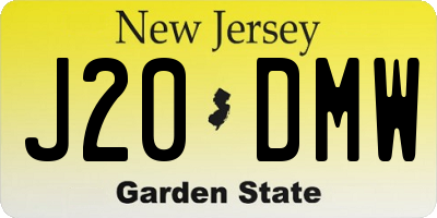 NJ license plate J20DMW