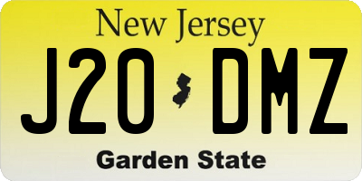NJ license plate J20DMZ