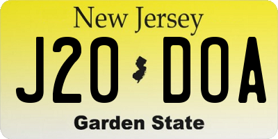 NJ license plate J20DOA