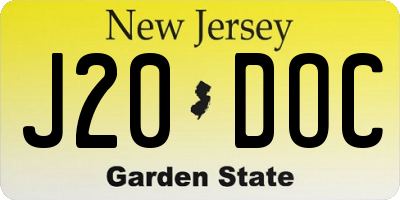 NJ license plate J20DOC