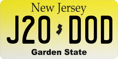 NJ license plate J20DOD